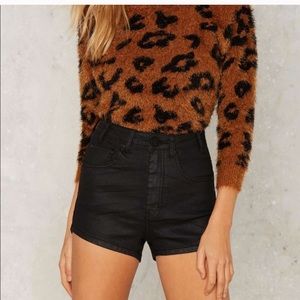 One X One Teaspoon Black Waxed Harlets II Shorts